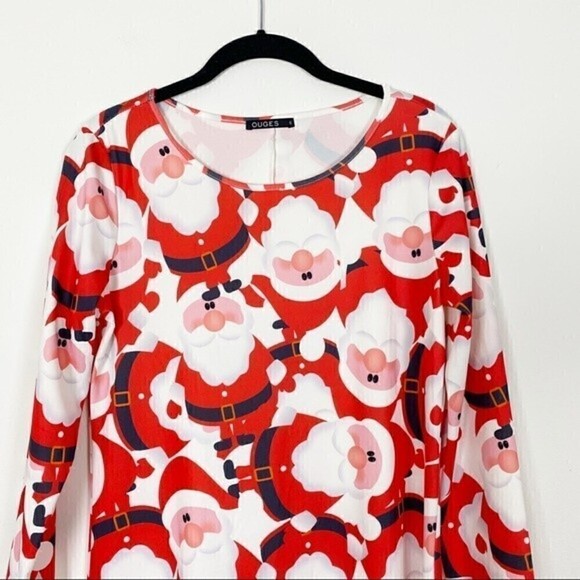 CHRISTMAS SANTA CLAUS Long Sleeve Dress Holiday Party Cocktail Sexy OUGES - Picture 3 of 7